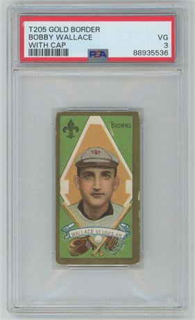 T205 Gold Border Bobby Wallace With Cap PSA 3 VG