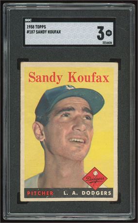 1958 Topps #187 Sandy Koufax SGC 3 VG