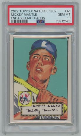 2022 Topps X Naturel 1952 Mickey Mantle Encased Art Cards PSA 10 GEM MINT