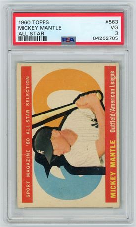 1960 Topps #563 Mickey Mantle All-Star Hi# PSA 3 VG
