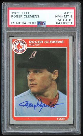 1985 Fleer #155 Roger Clemens RC Auto PSA 8 Auto 10
