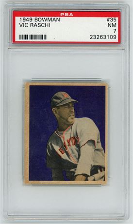 1949 Bowman #35 Vic Raschi RC PSA 7 NM