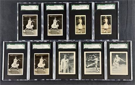 1935-1939 Tennis SGC Graded Lot (9) w/ Tilden, Wills, Lenglen, and Perry