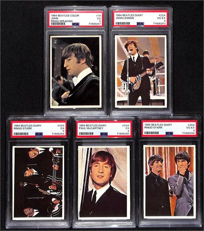 (5) 1964 Beatles PSA 4-5 Lot Ringo Starr John Lennon Paul McCartney