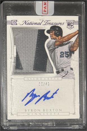 2015 National Treasures Byron Buxton Silhouette Jumbo Patch Auto 5/49 RC