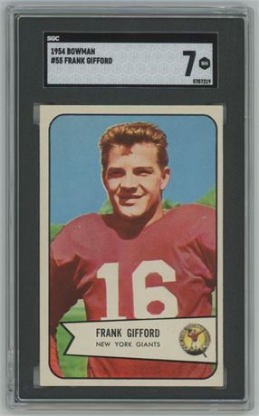1954 Bowman #55 Frank Gifford SGC 7 NM