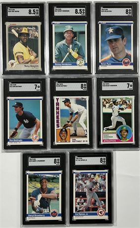 1983-1984 SGC Graded Star Lot (8) w/ Gwynn and Mattingly RC's, Ripken & Ryan