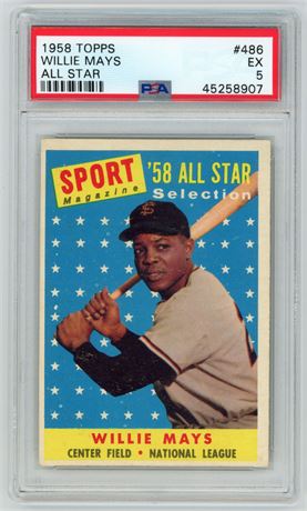1958 Topps #486 Willie Mays Hi# All-Star PSA 5 EX