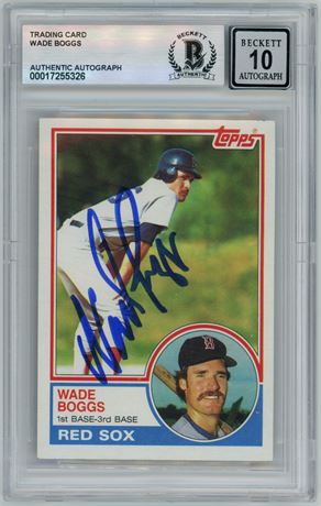1983 Topps #498 Wade Boggs RC Beckett Autograph 10