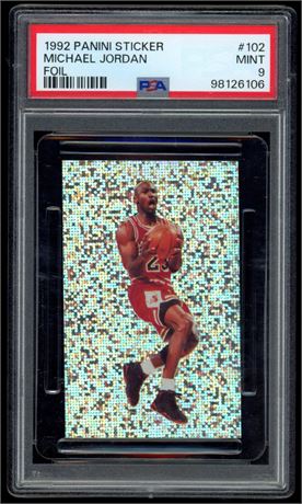 1992 Panini Sticker #102 Michael Jordan Foil PSA 9