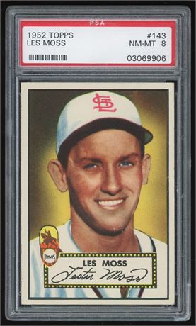 1952 Topps #143 Les Moss Cream Back PSA 8 NMMT Only 6 Higher