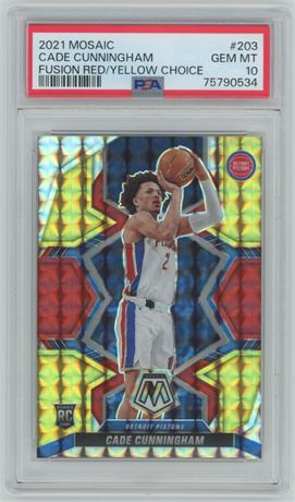 2021 Mosaic #203 Cade Cunningham RC Red/Yellow Fusion 78/88 PSA 10 GEM MINT
