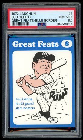 1972 Laughlin Lou Gehrig Great Feats-Blue Border #8 PSA 8.5 NMMT+