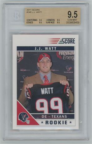 2011 Score #340 JJ Watt RC BGS 9.5 GEM MINT