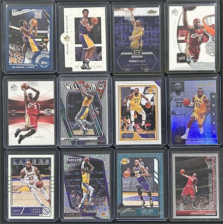 (12) LeBron James & Kobe Bryant Lot w Die-Cut