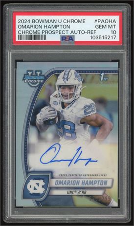 2024 1st Bowman U Chrome Omarion Hampton RC Auto 295/299 PSA 10 GEM MINT