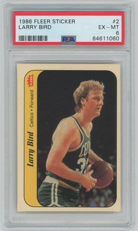 1986 Fleer Sticker #2 Larry Bird PSA 6 EXMT