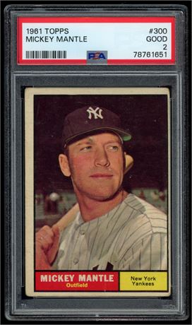1961 Topps #300 Mickey Mantle PSA 2