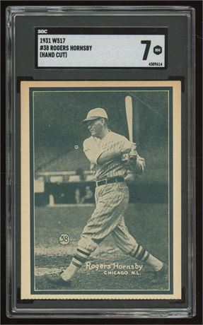 1931 W517 #38 Rogers Hornsby Hand Cut SGC 7 NM Pop 2 Only 2 Higher