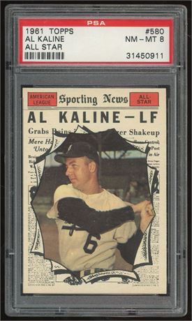 1961 Topps #580 Hi# Al Kaline All-Star PSA 8 NMMT