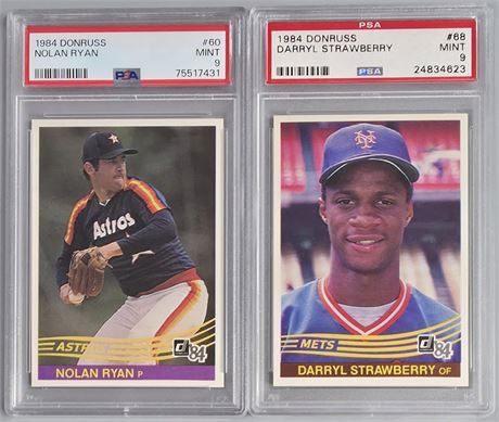 1984 Donruss Graded Star Lot (2) Ryan/Strawberry PSA 9 MINT