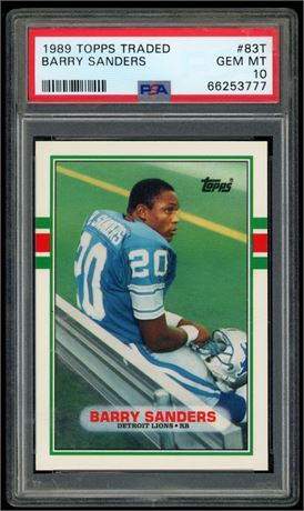 1989 Topps Traded Barry Sanders RC PSA 10