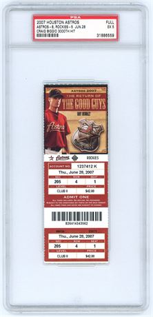 2007 Houston Astros Craig Biggio 3000th Hit Full Ticket PSA 5 EX