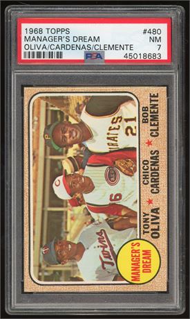 1968 Topps #480 Manager's Dream Oliva/Cardenas/Clemente PSA 7 NM