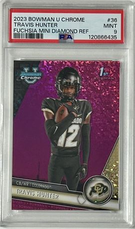 2023 1st Bowman University Chrome #36 Travis Hunter RC 136/150 PSA 9 MINT