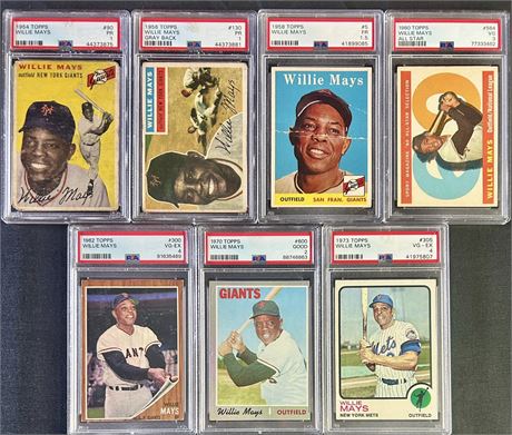 1954-1973 Topps Willie Mays PSA Graded Lot (7)