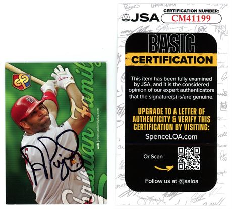 2008 Christian Family Day Albert Pujols Auto JSA Certified