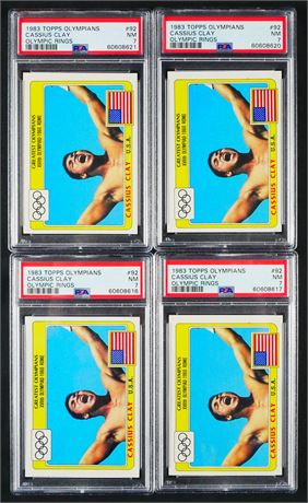 1983 Topps Olympians #92 Muhammad Ali Olympic Rings PSA 7 Graded Lot (4)
