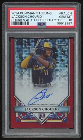 2024 Bowman Sterling Jackson Chourio Rookies Auto Red Refractor 2/5 PSA 10