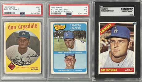 1959-66 Topps Don Drysdale PSA/SGC Graded Lot (3)