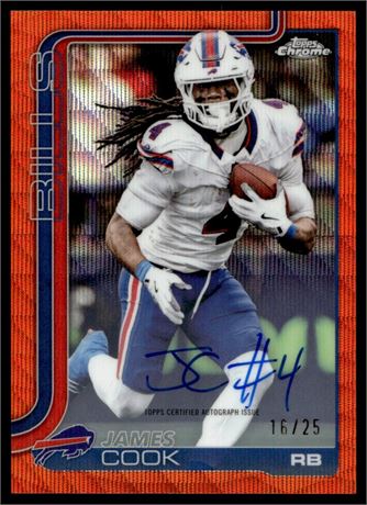 2025 Topps Chrome James Cook Orange Wave Refractor 16/25 Auto