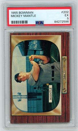 1955 Bowman #202 Mickey Mantle PSA 5 EX
