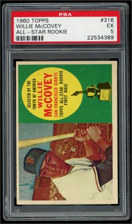 1960 Topps #316 Willie McCovey All-Star Rookie PSA 5 See Scraches on Slab