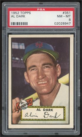 1952 Topps #351 Al Dark Hi # PSA 8 NMMT