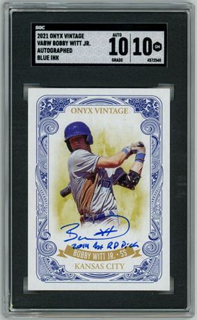 2021 Onyx Vintage Bobby Witt Jr Auto Blue Ink 5/50 SGC 10 Auto 10