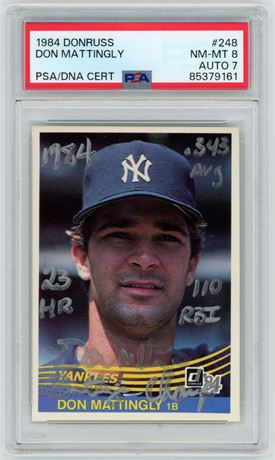 1984 Donruss #248 Don Mattingly PSA 8 Auto 7 Multiple Stat Inscriptions