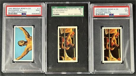 1979-1992 Boxing Olympic Greats Muhammad Ali PSA/SGC Graded Lot (3)