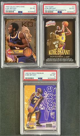 1996-1998 Kobe Bryant PSA 6 Lot (3) w/ RC & Inserts