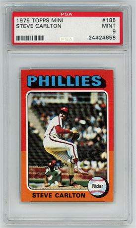 1975 Topps Mini #185 Steve Carlton PSA 9 MINT Only 11 Higher