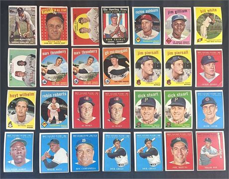 1957-1959 Topps Baseball Lot (28) w/ Stars - Low Grade
