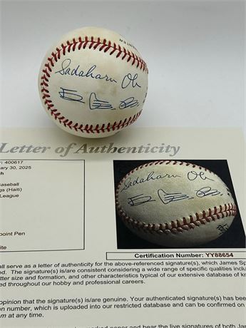 Sadaharu Oh Autographed National League Baseball w/ Name in Japanese JSA
