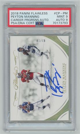 2018 Panini Flawless Peyton Manning Career Progression Auto 02/10 PSA 9 / 9 Auto