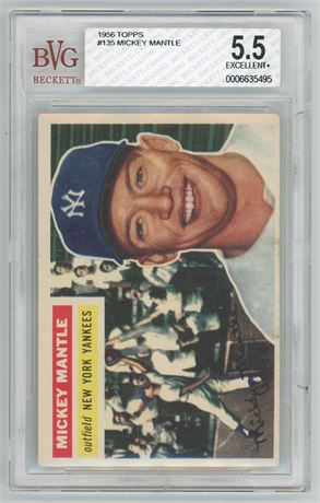 1956 Topps #135 Mickey Mantle BVG 5.5 EX+