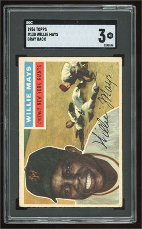 1956 Topps #130 Willie Mays Gray Back SGC 3 VG