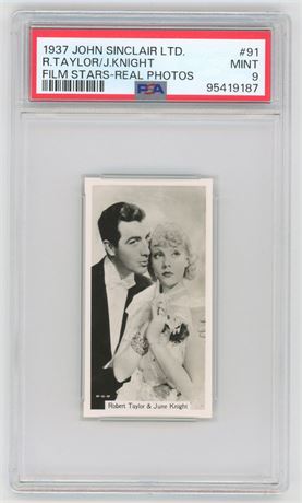 1937 John Sinclair Ltd #91 Taylor & Knight Film Stars Real Photos PSA 9 MINT