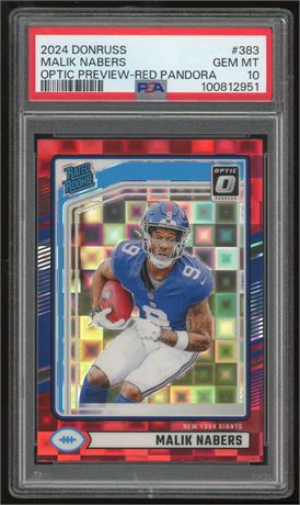 2024 Optic Preview #383 Malik Nabers Rated Rookie Red Pandora PSA 10